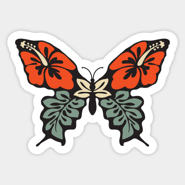 Butterfly 70s Floral Retro Old School Sticker by Inogitna Designs